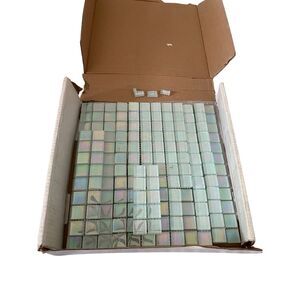 Fired Earth Glass Mosaic Tile Lot 298 Pieces Iridescent Square Pieces Pastel Mix